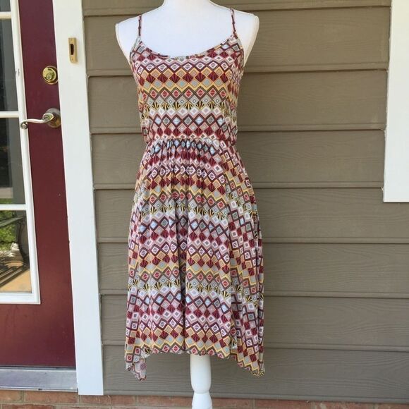 Spaghetti Strap Handkerchief Hem Flowy Summer Dress S - Picture 5 of 7